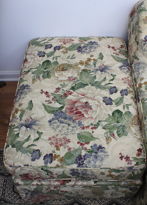 Floral Overstuffed Armchair with Ottoman