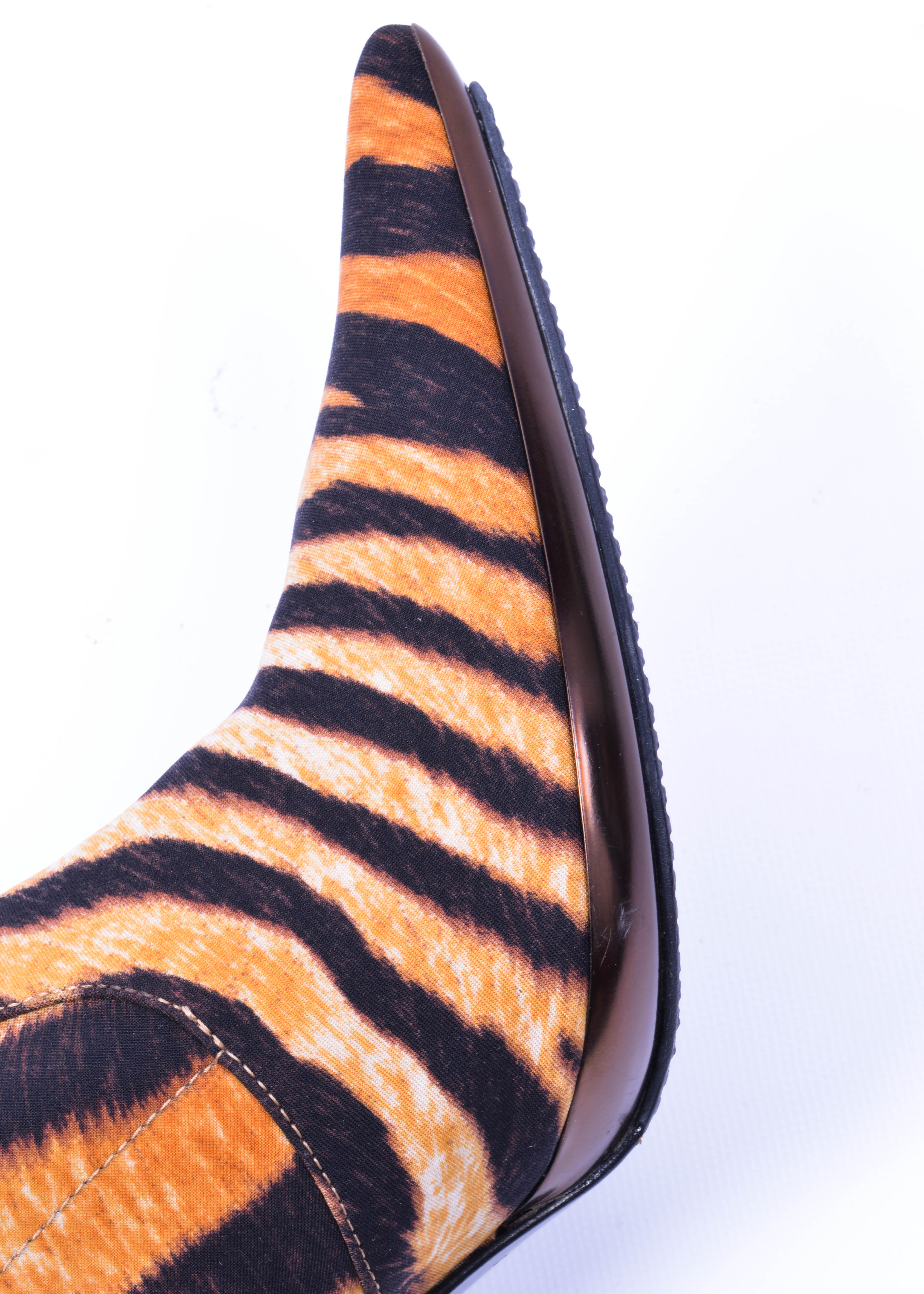 Women's Casadei Tiger Print Heeled Boots, Size 11