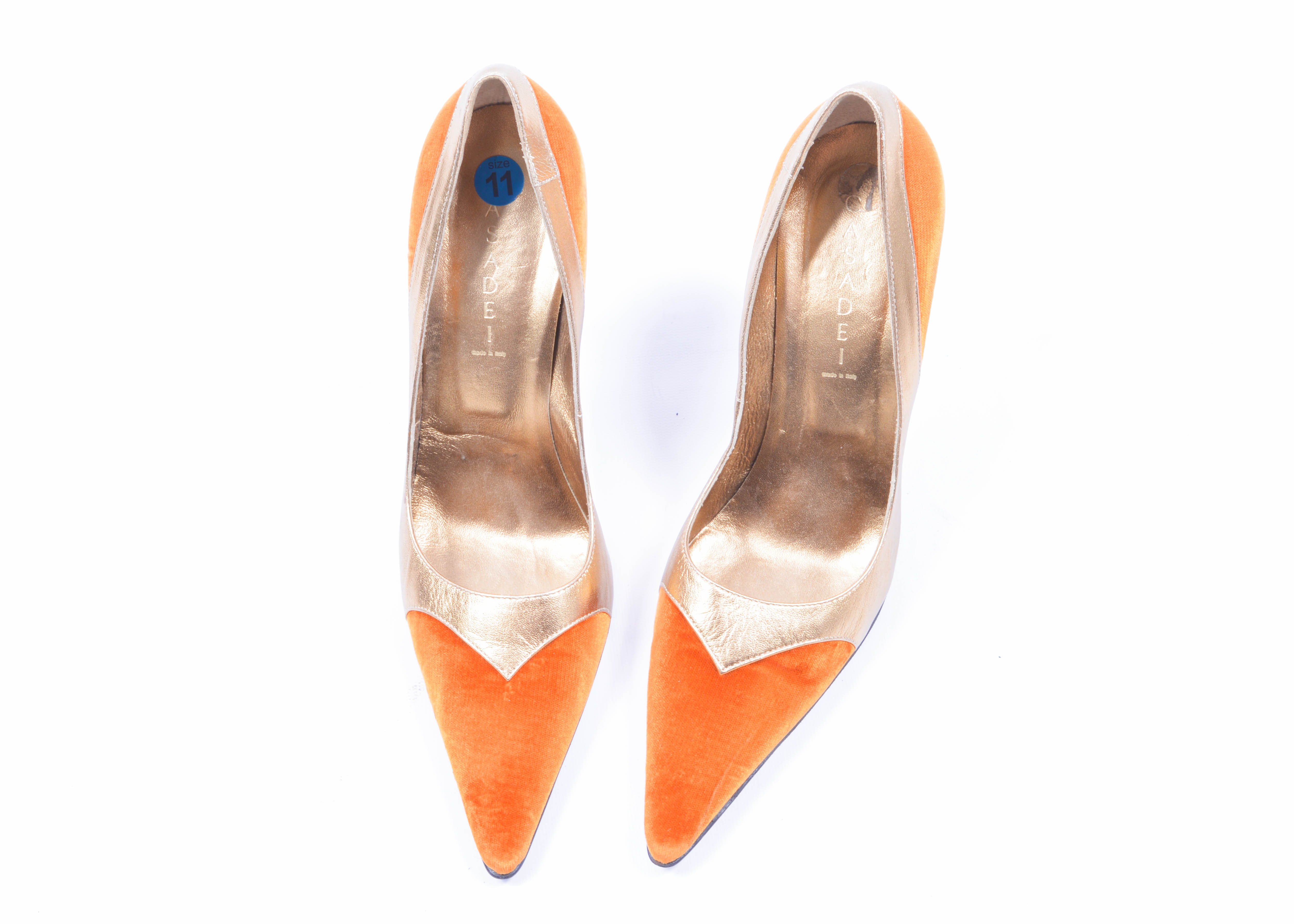 Casadei Gold and Burnt Orange High Heels, Size 11