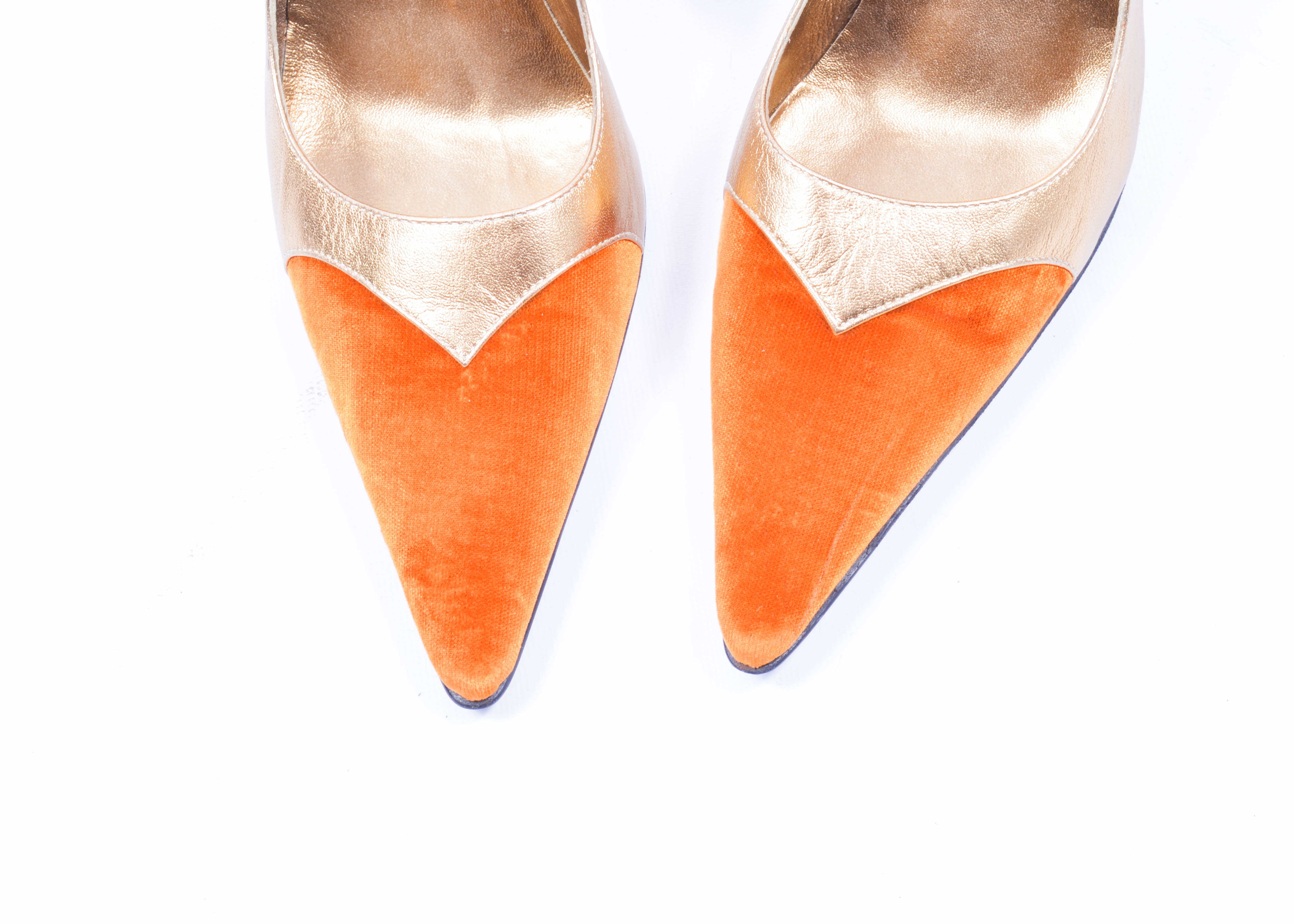 Casadei Gold and Burnt Orange High Heels, Size 11