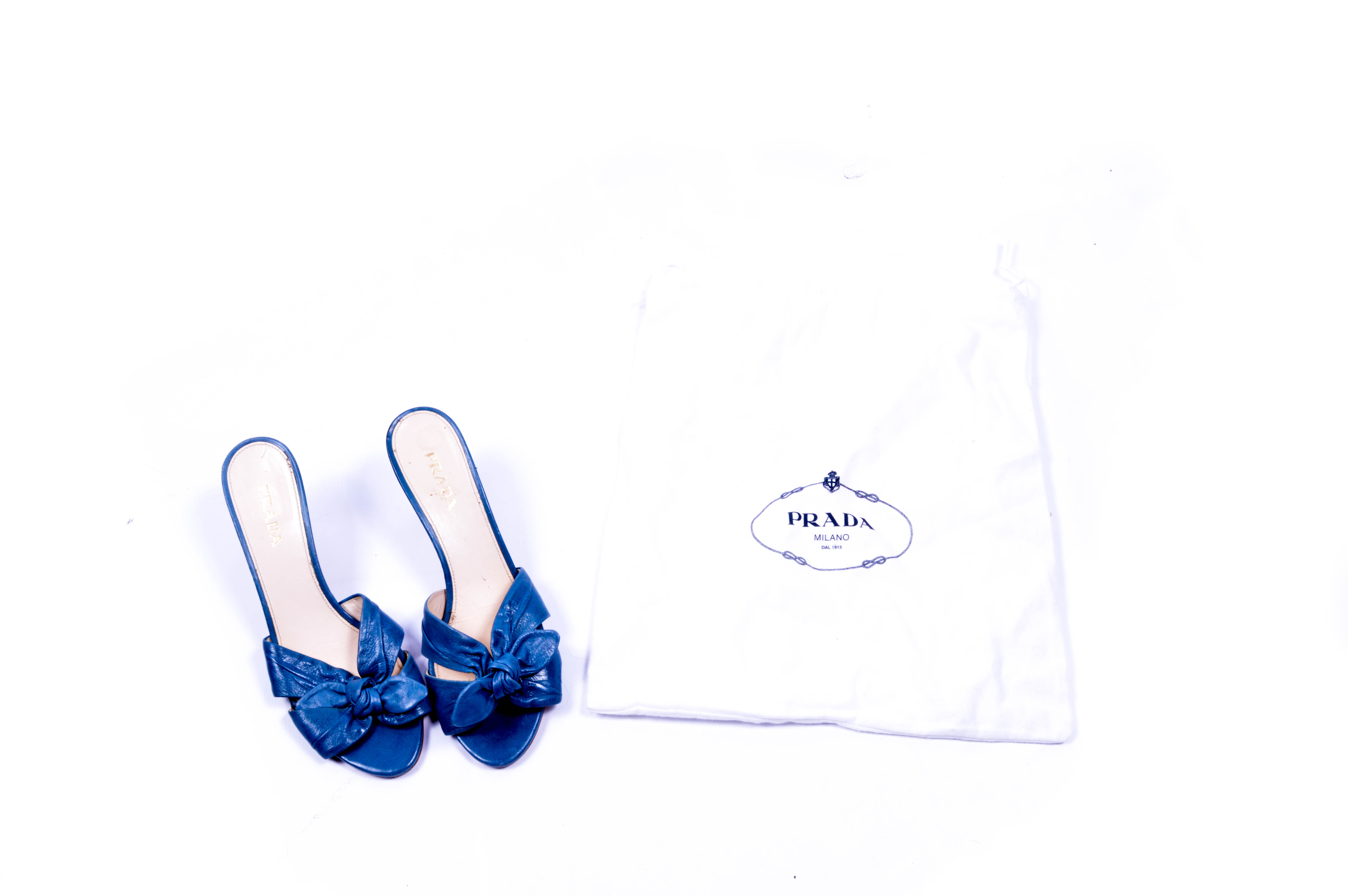 Prada Mules in Blue, Size 40