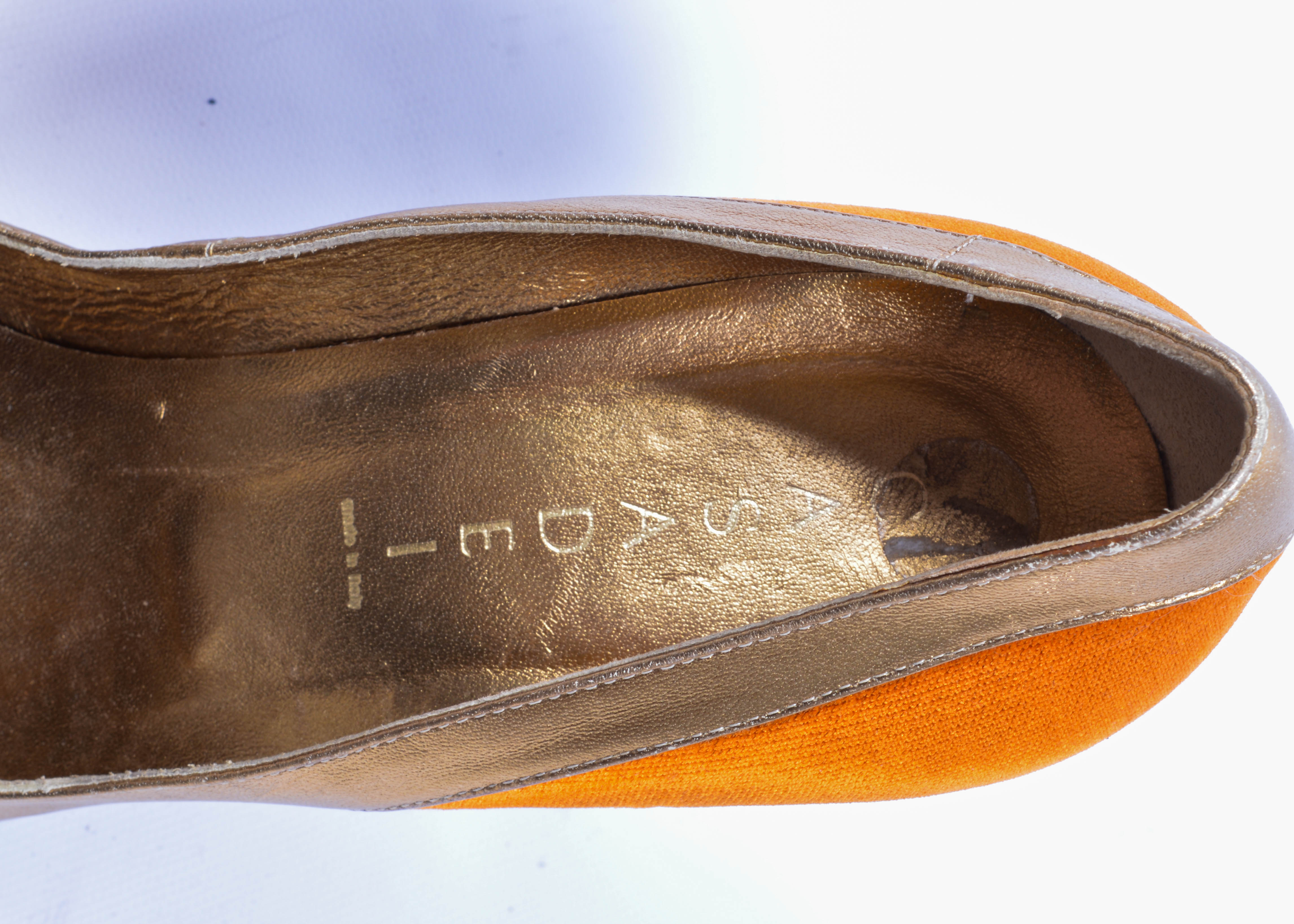 Casadei Gold and Burnt Orange High Heels, Size 11
