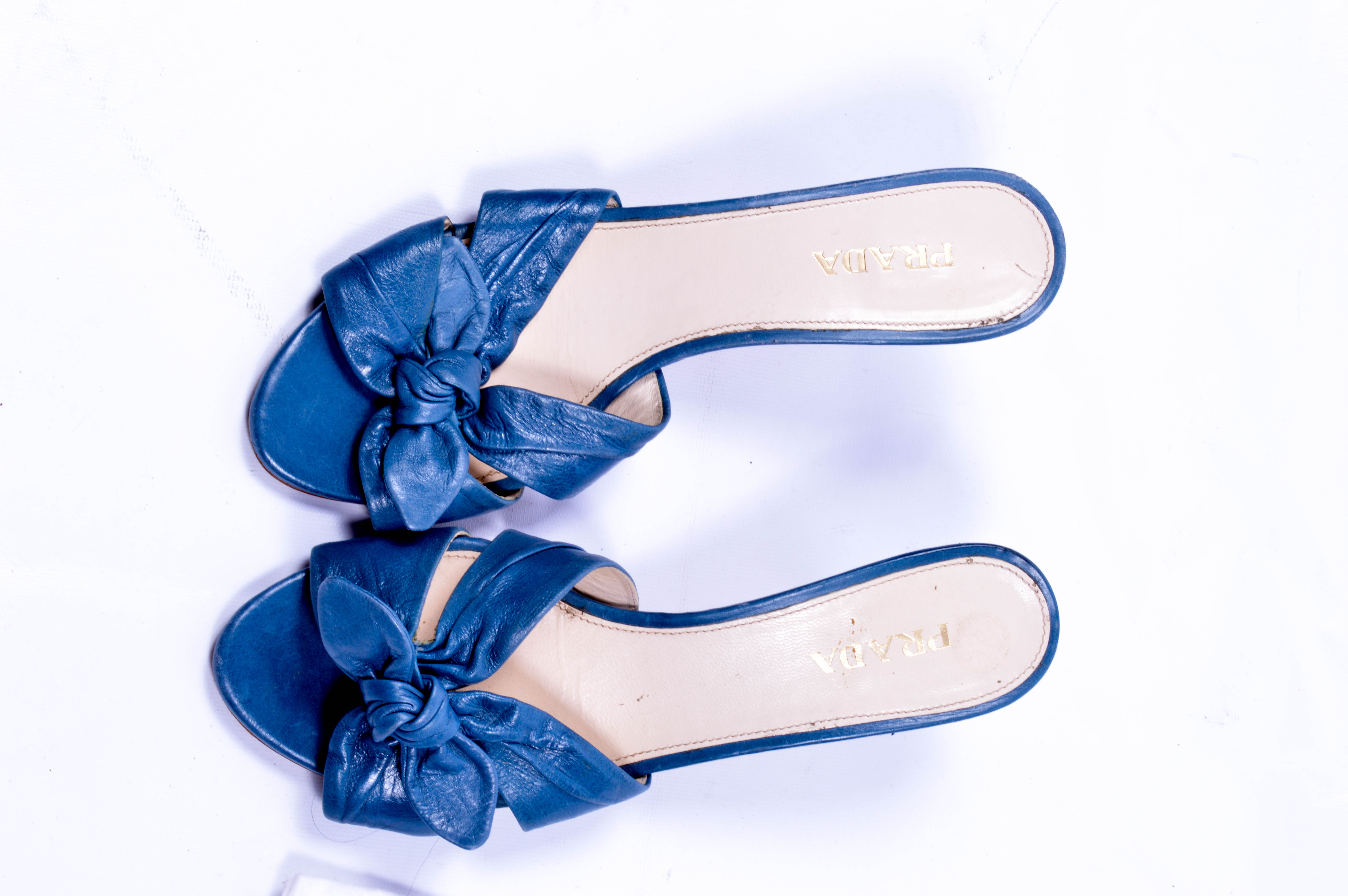 Prada Mules in Blue, Size 40