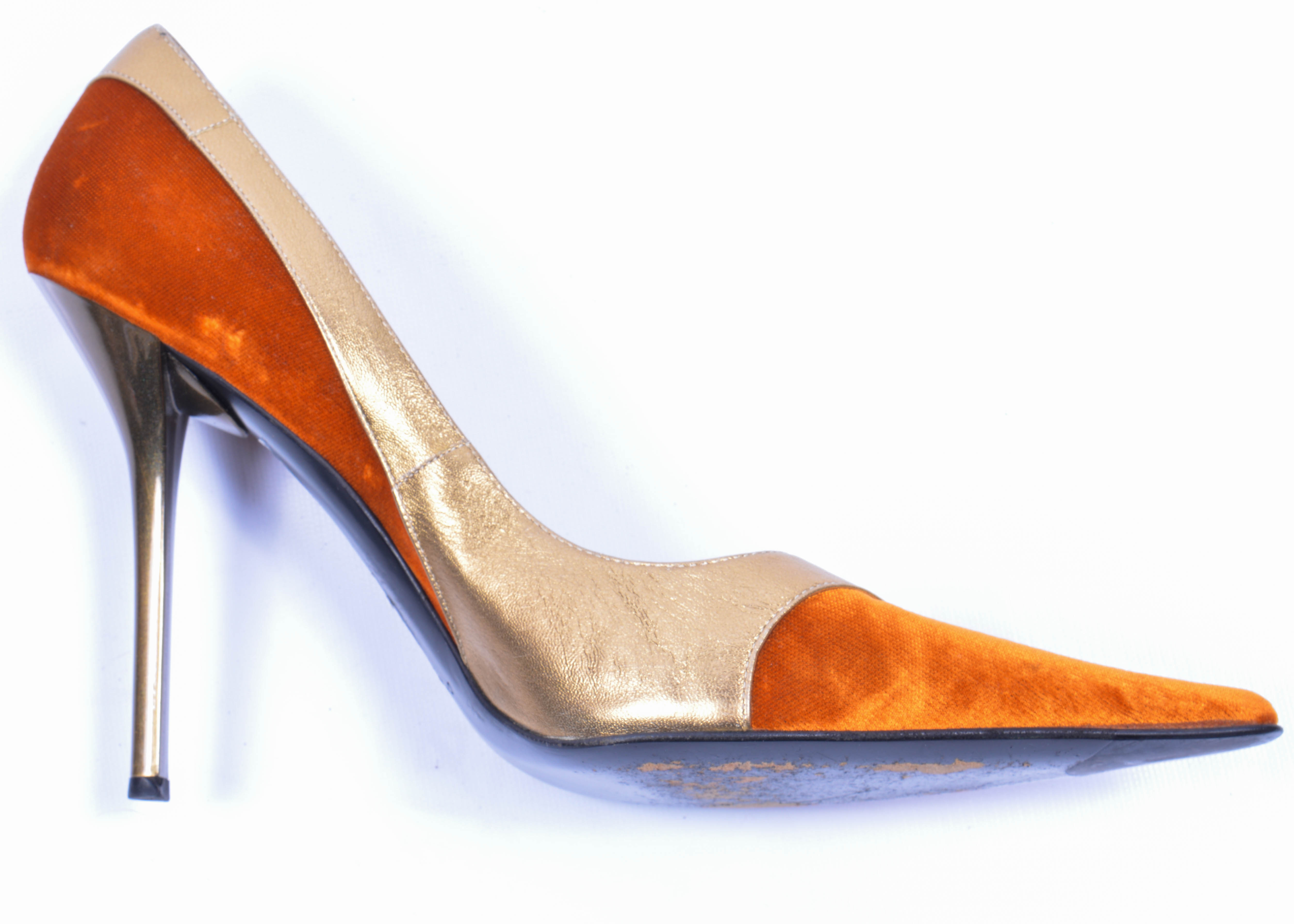 Casadei Gold and Burnt Orange High Heels, Size 11