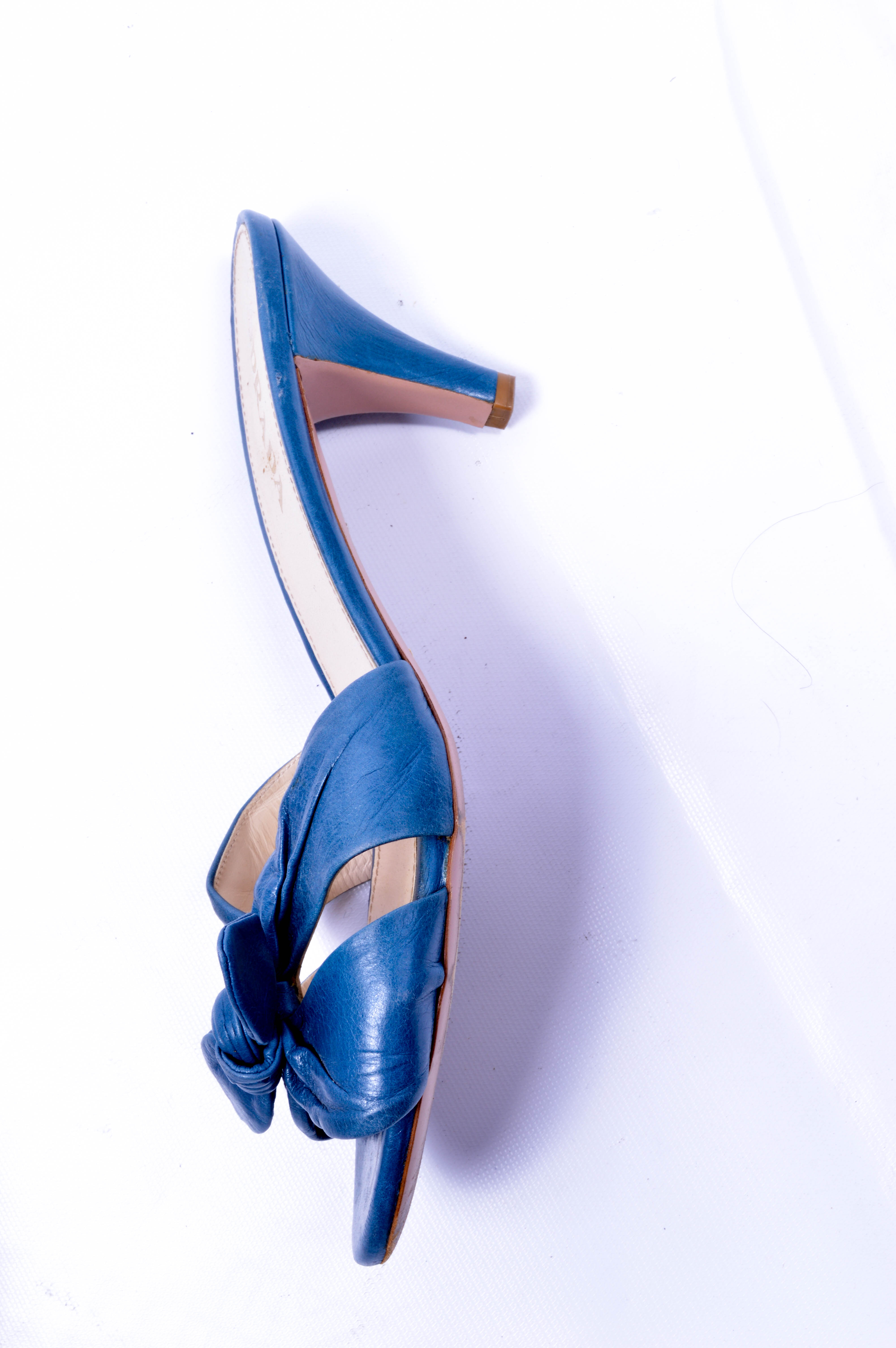 Prada Mules in Blue, Size 40