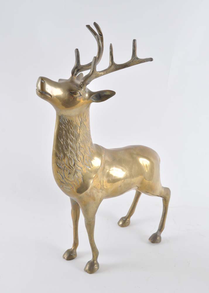 Brass Reindeer Buck and Doe