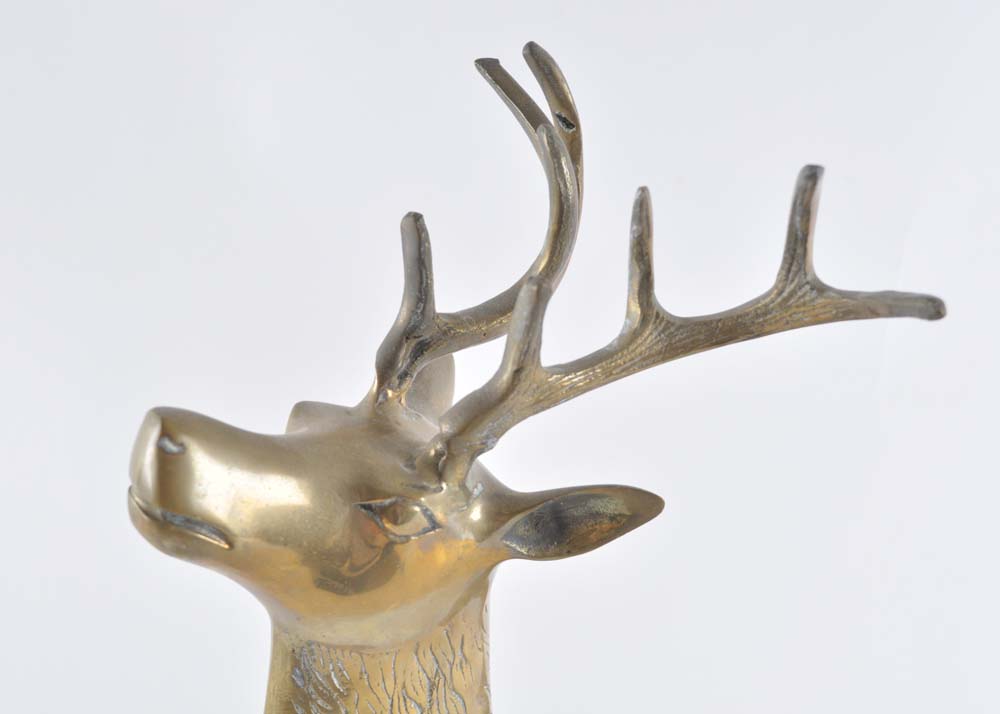 Brass Reindeer Buck and Doe