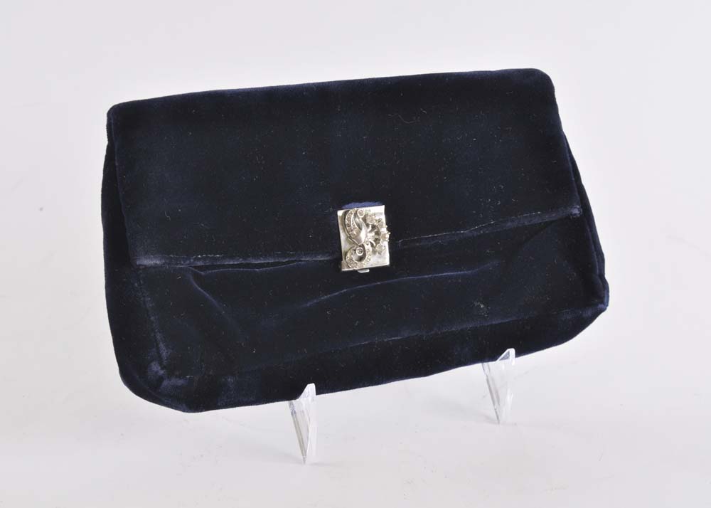 Vintage Blue Velvet Evening Clutch by Bags by Garay