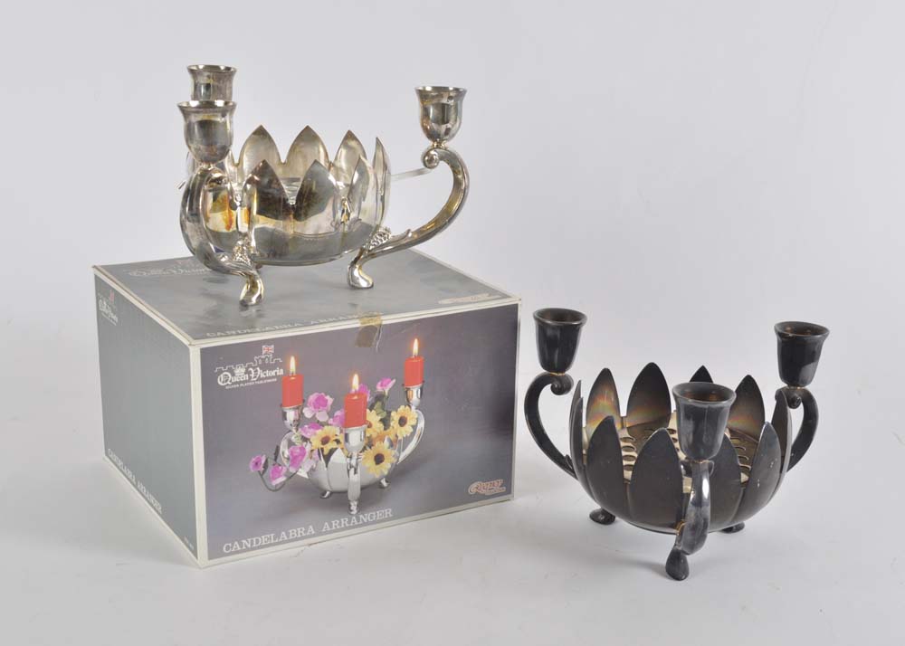 Pair of Silverplate Candelabra Arrangers