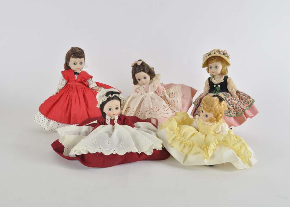 Quintet of Madame Alexander Dolls