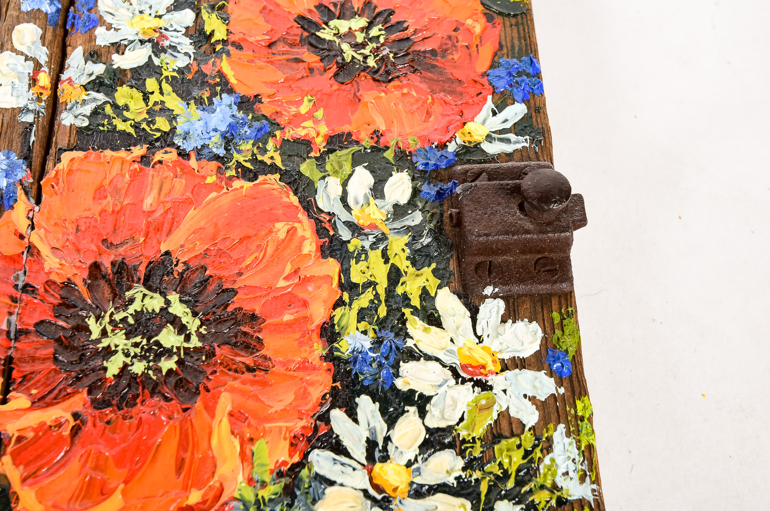 Original Signed Oil on Antique Wood Fragment