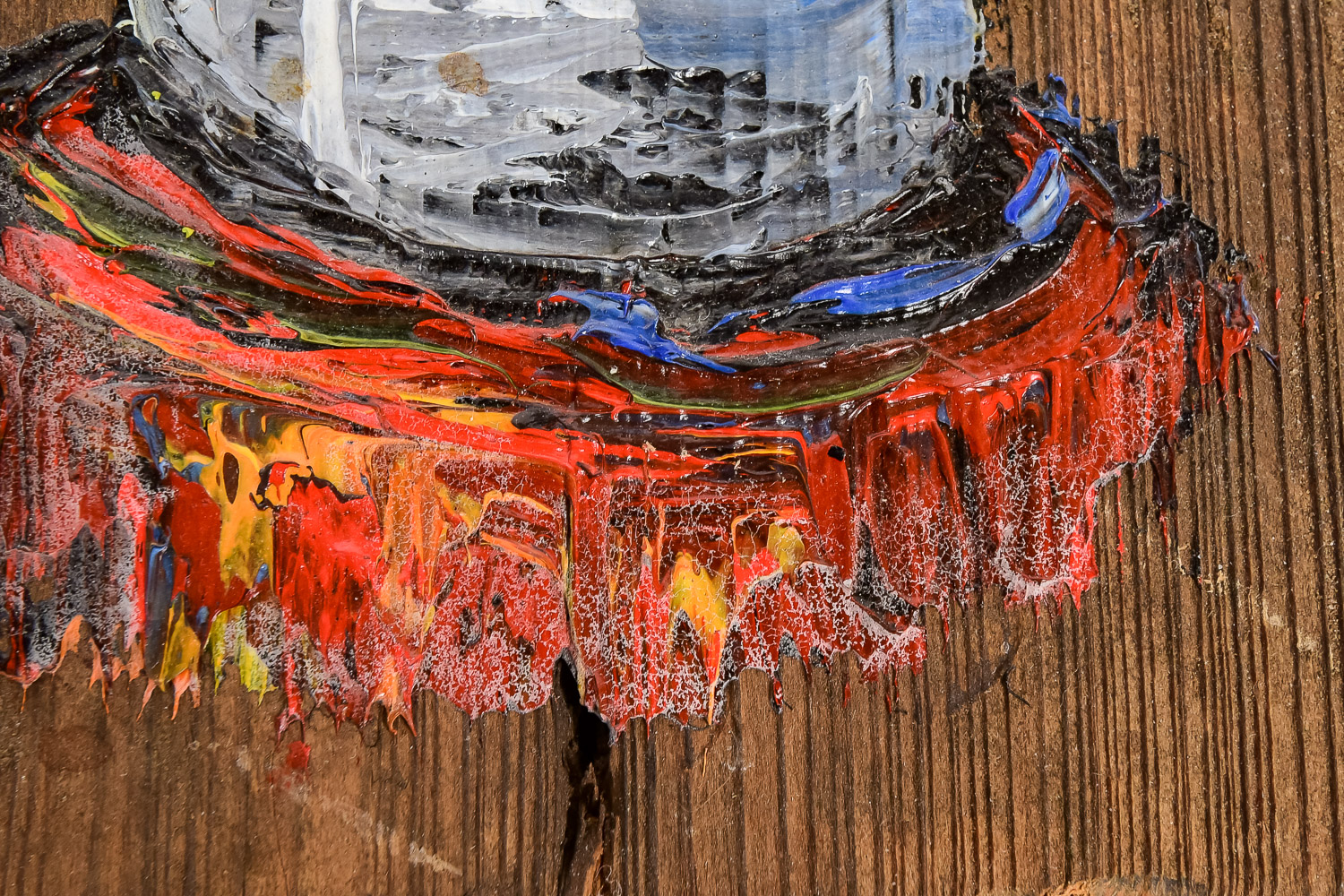 Original Signed Oil on Antique Wood Fragment