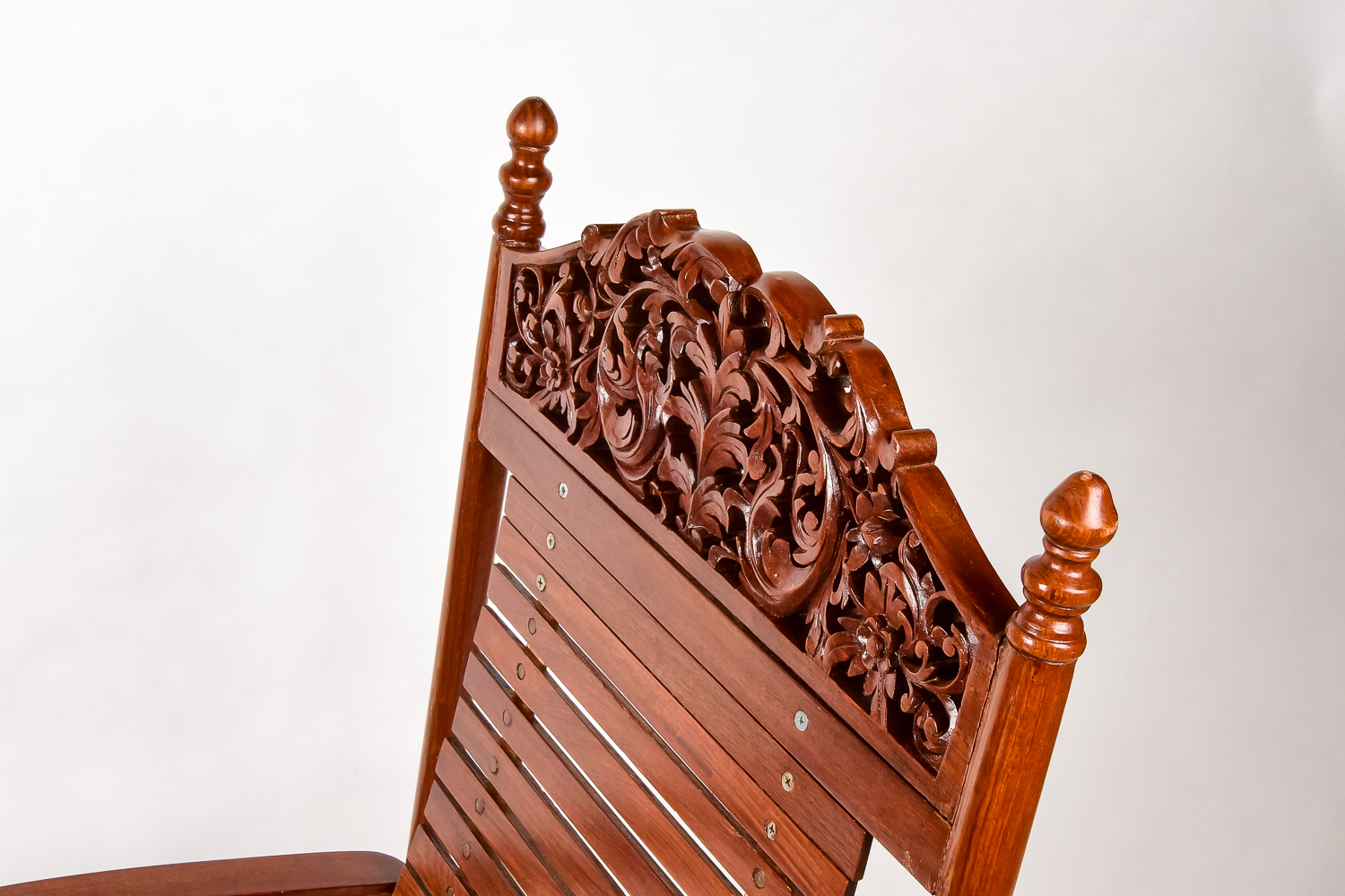 Matching Pair of Carved Deck Chairs