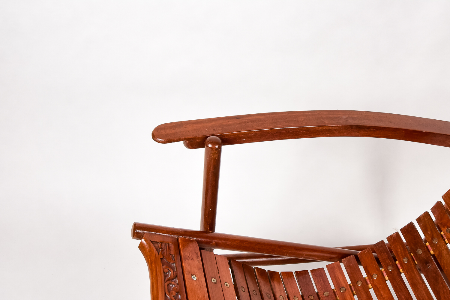 Matching Pair of Carved Deck Chairs