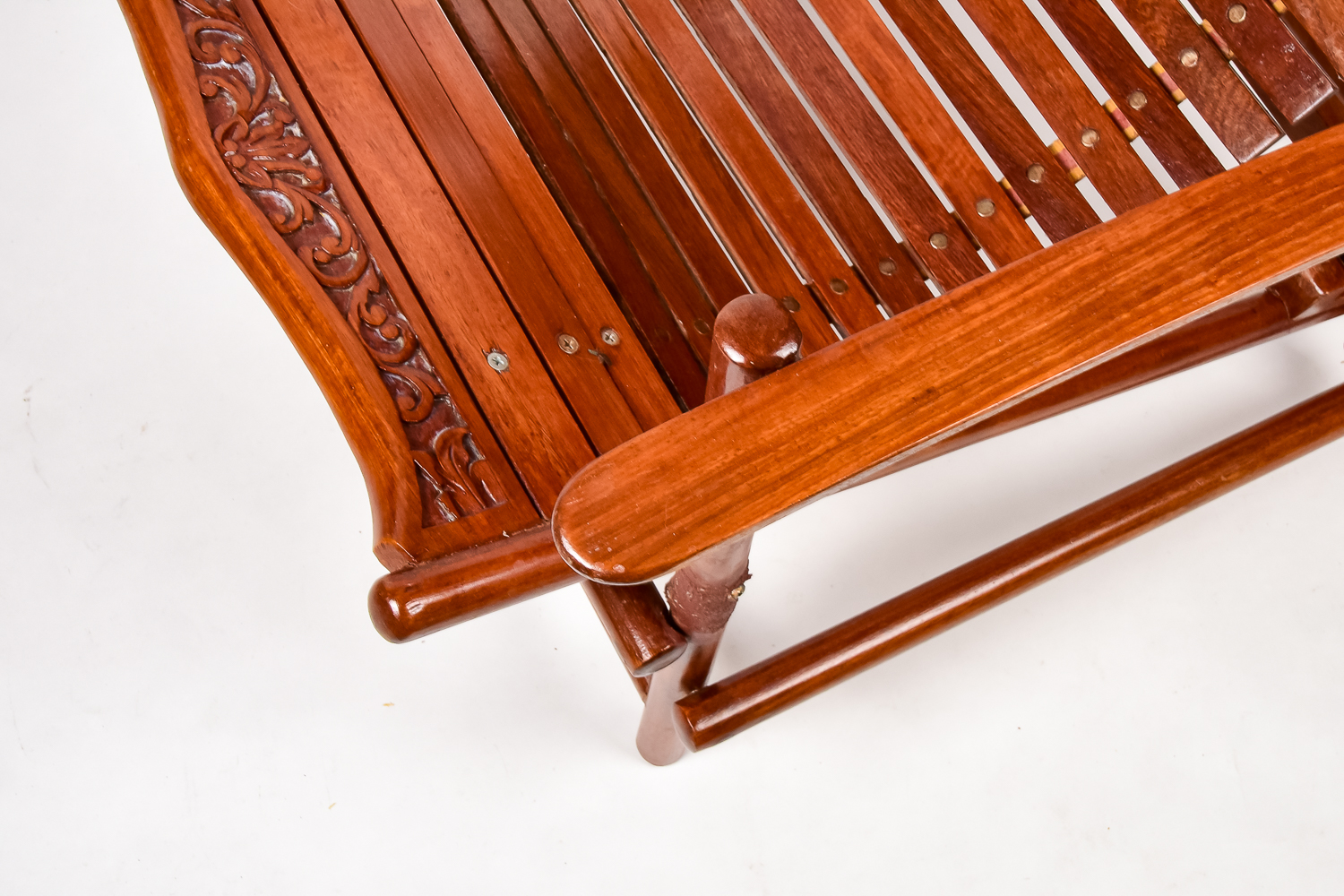 Matching Pair of Carved Deck Chairs