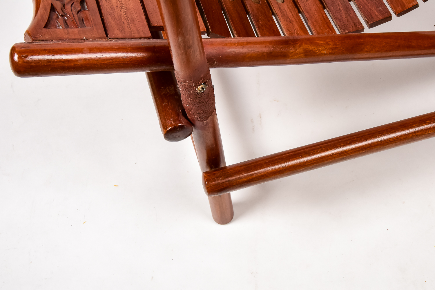 Matching Pair of Carved Deck Chairs