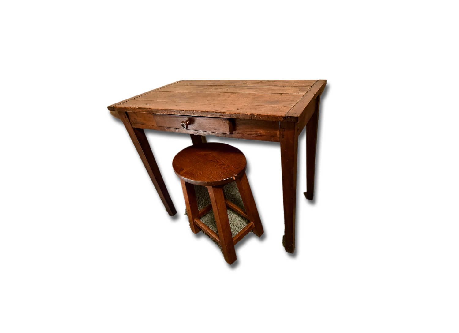 Antique Primitive Table and Stool