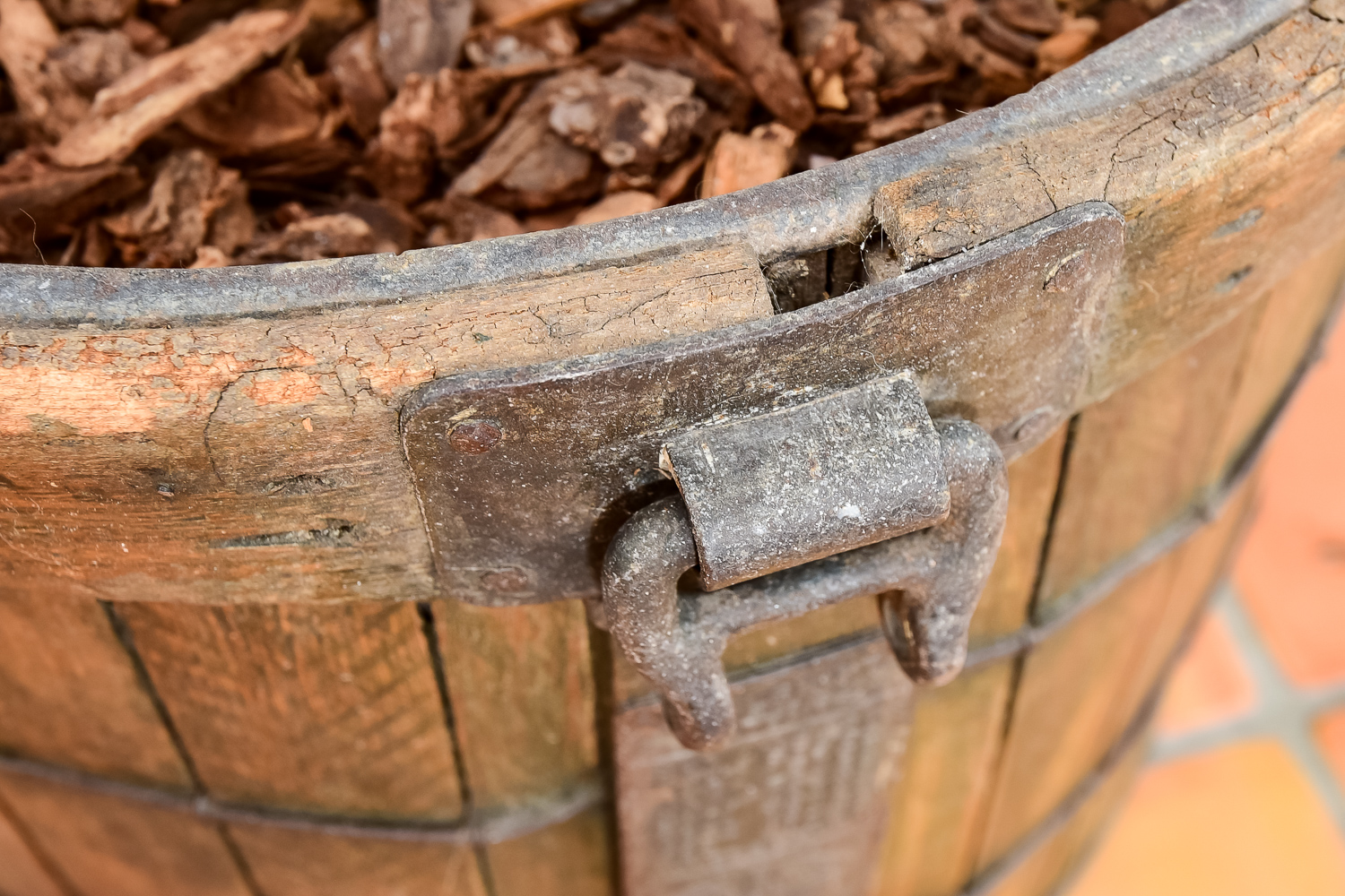 Faux Tree in a Wood Barrel