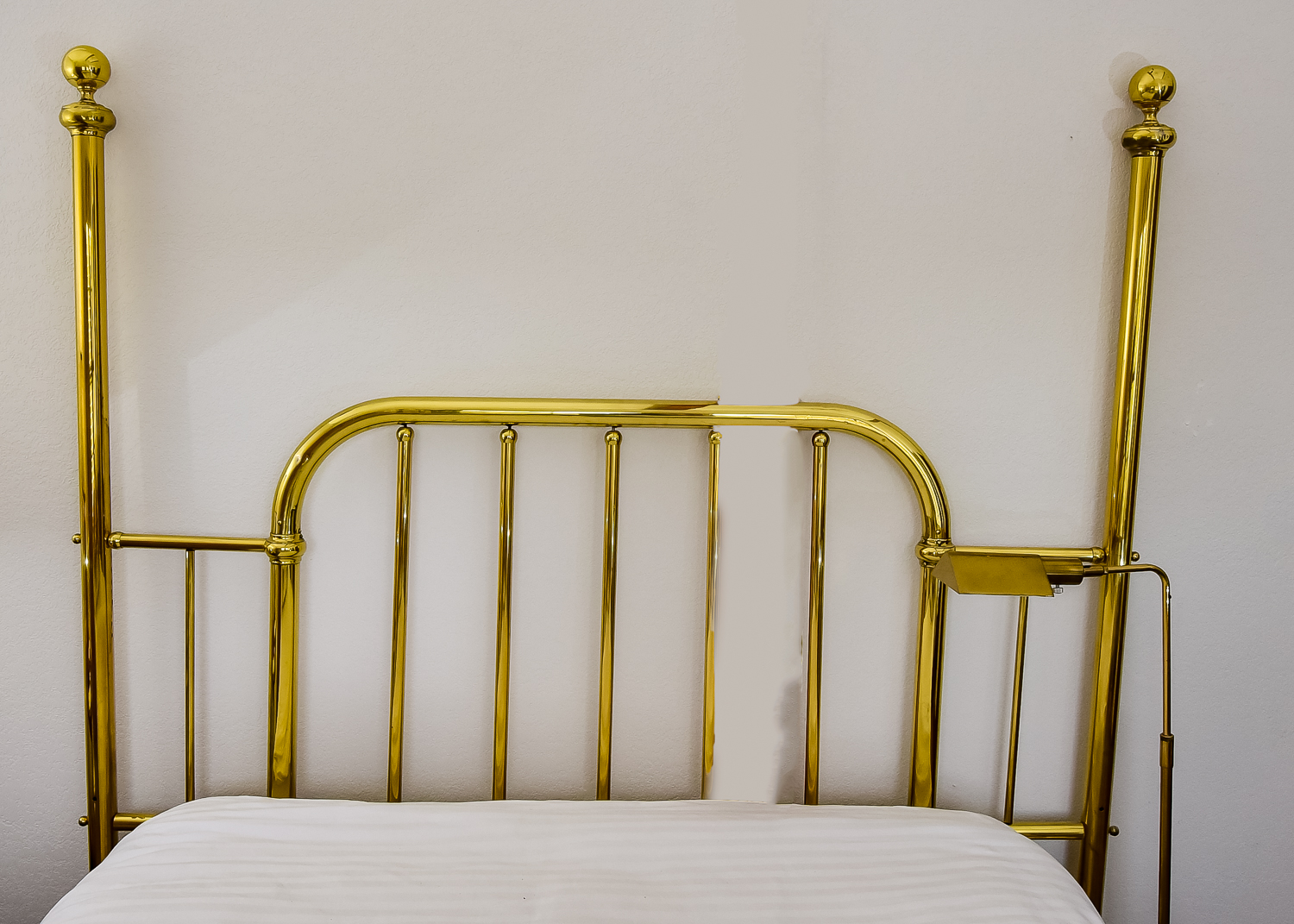 Brass Headboard and Floor Lamp