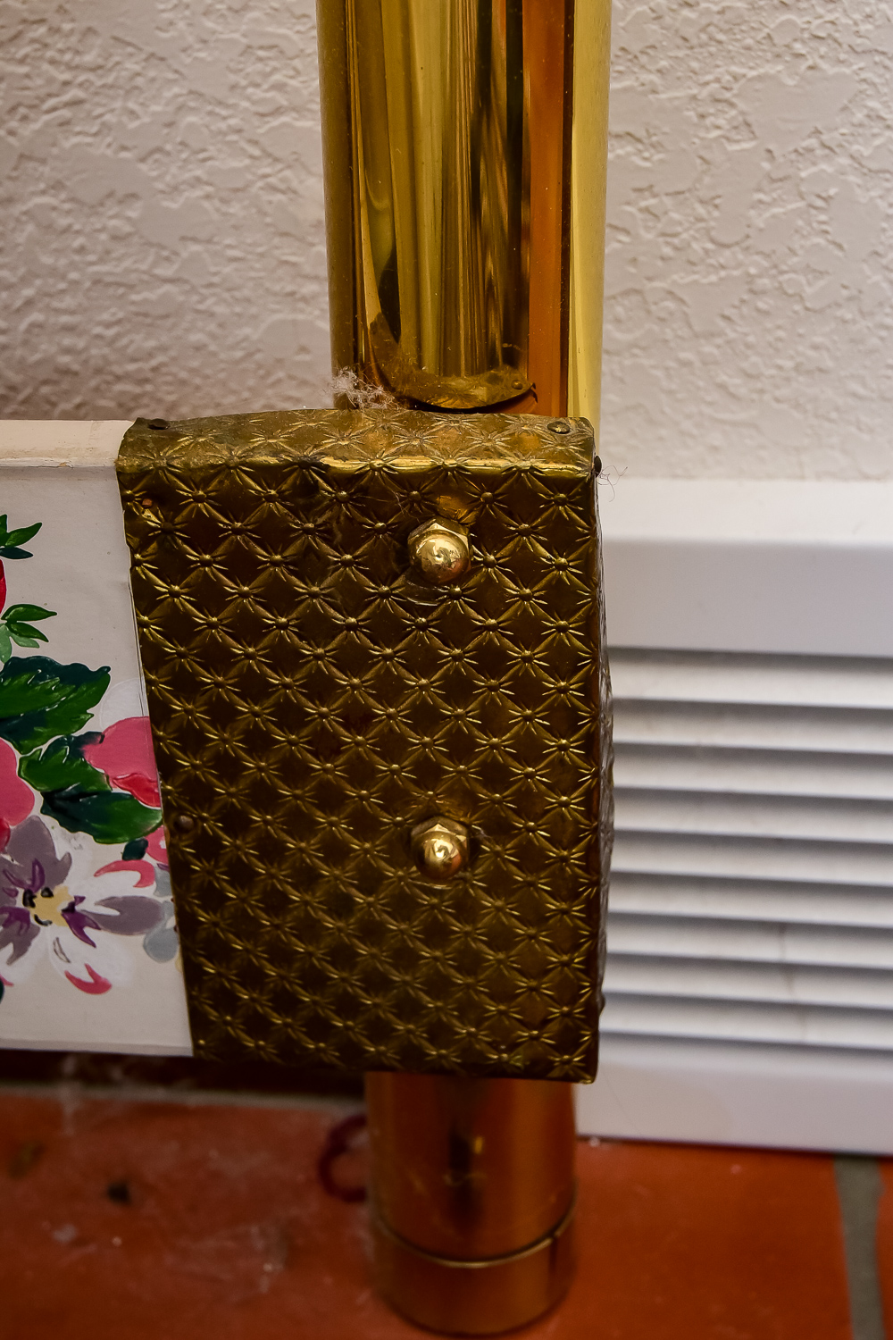 Brass Headboard and Floor Lamp