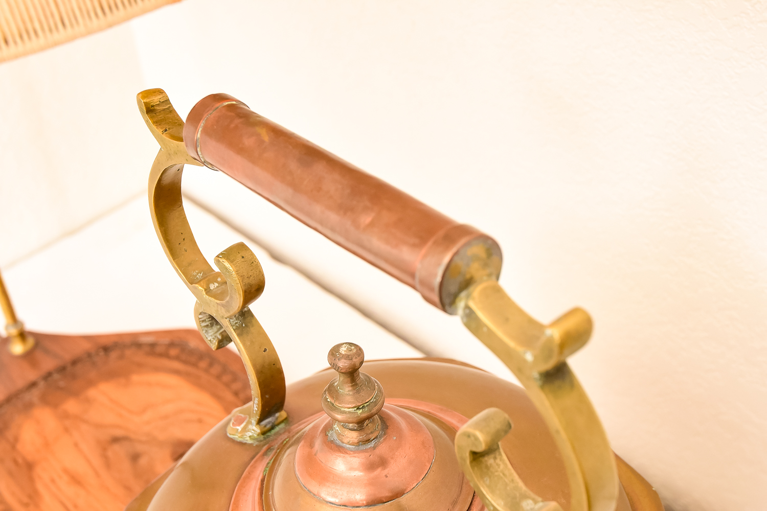 Brass and Copper Tea Kettle Lamp