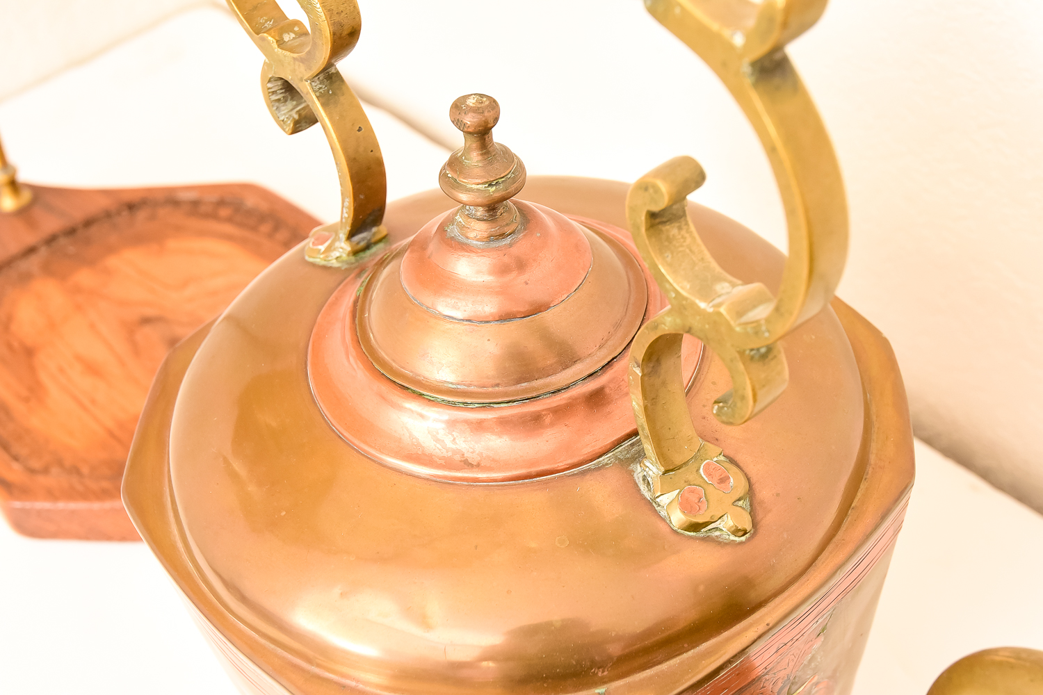 Brass and Copper Tea Kettle Lamp