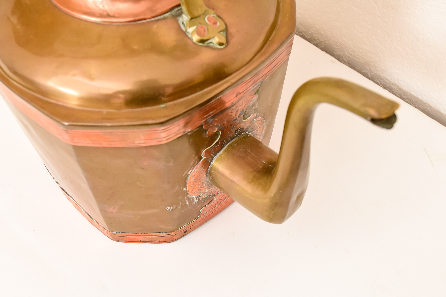 Brass and Copper Tea Kettle Lamp