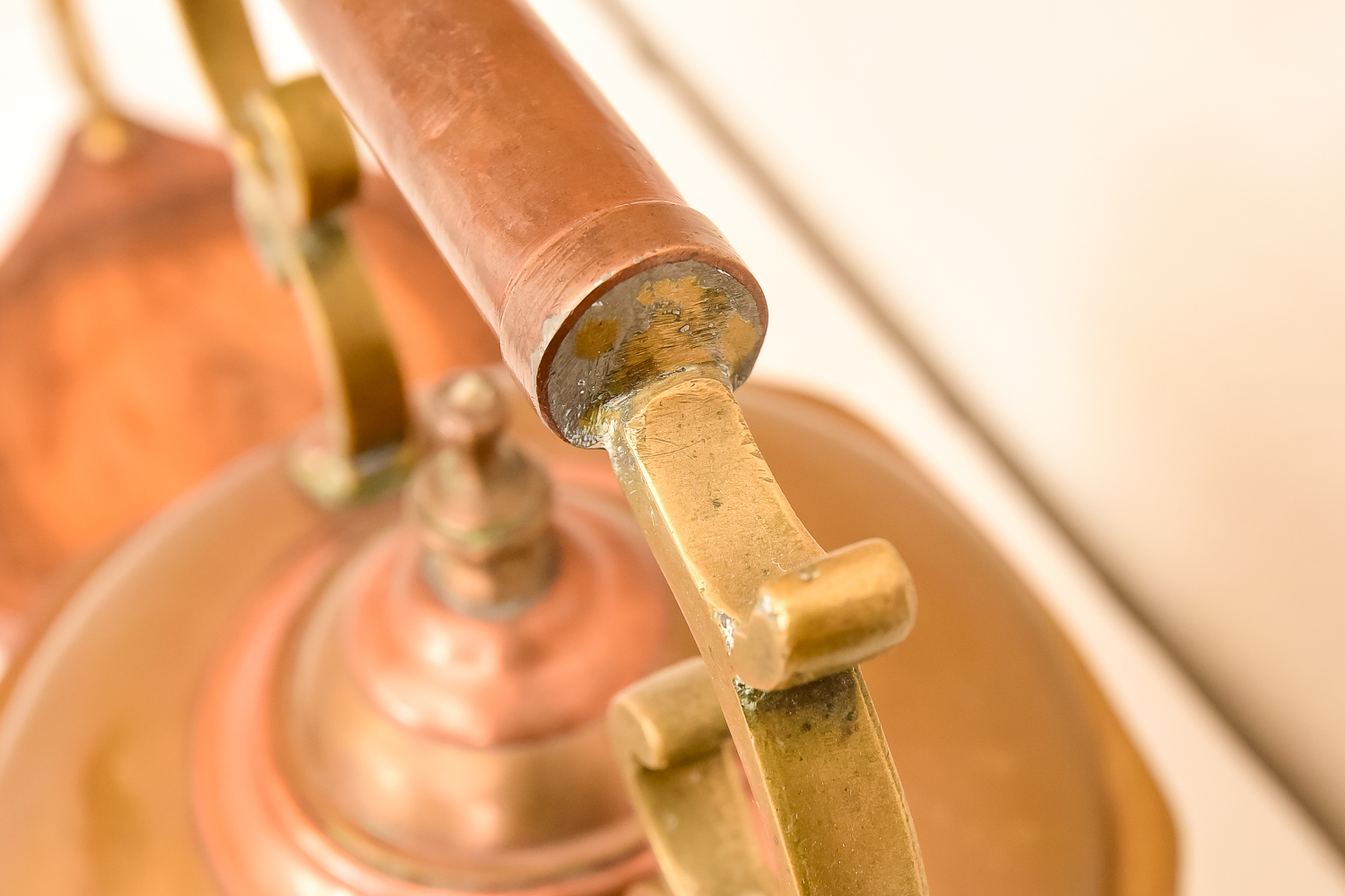 Brass and Copper Tea Kettle Lamp