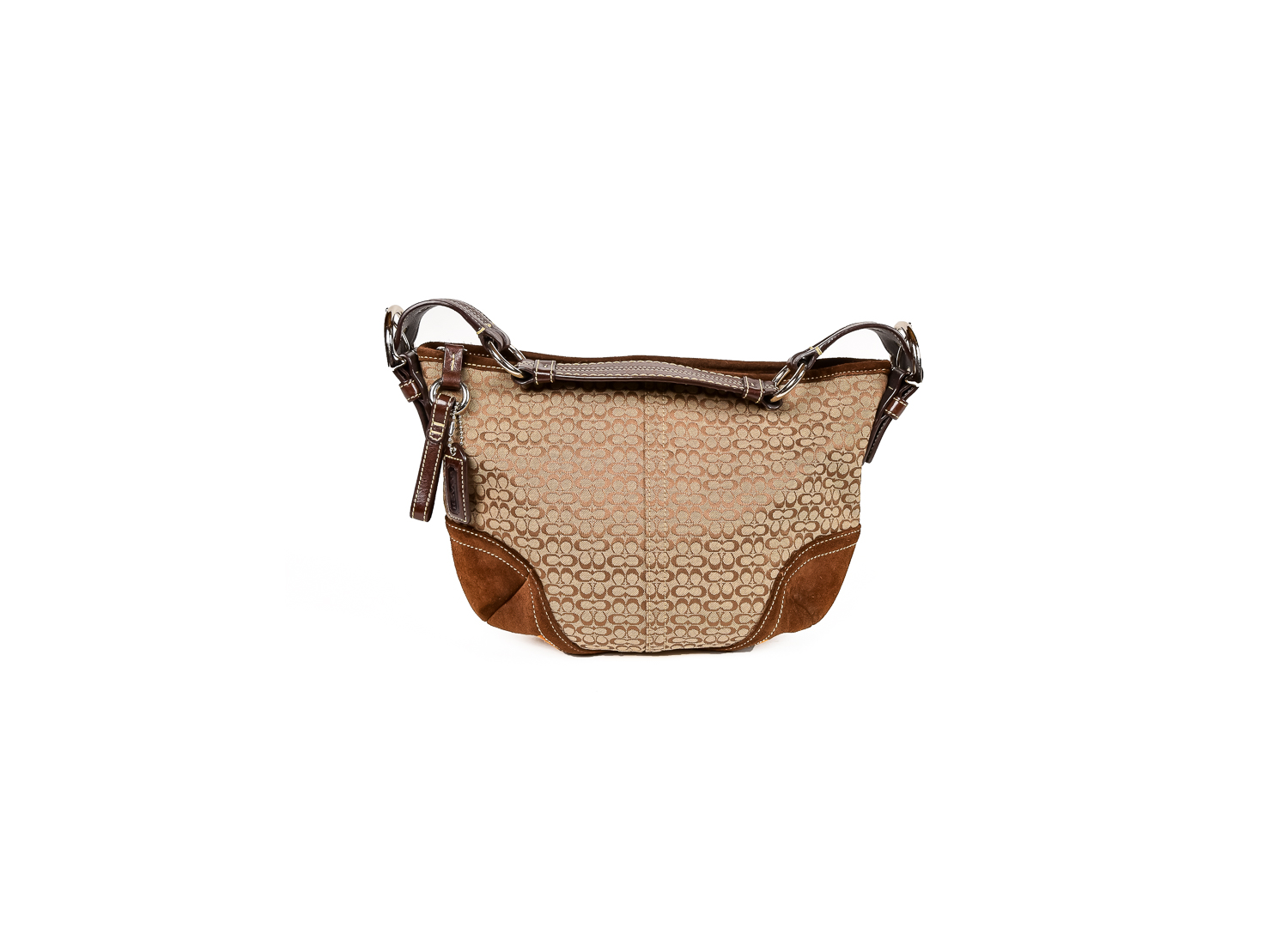 Brown Fabric and Leather Coach Bag