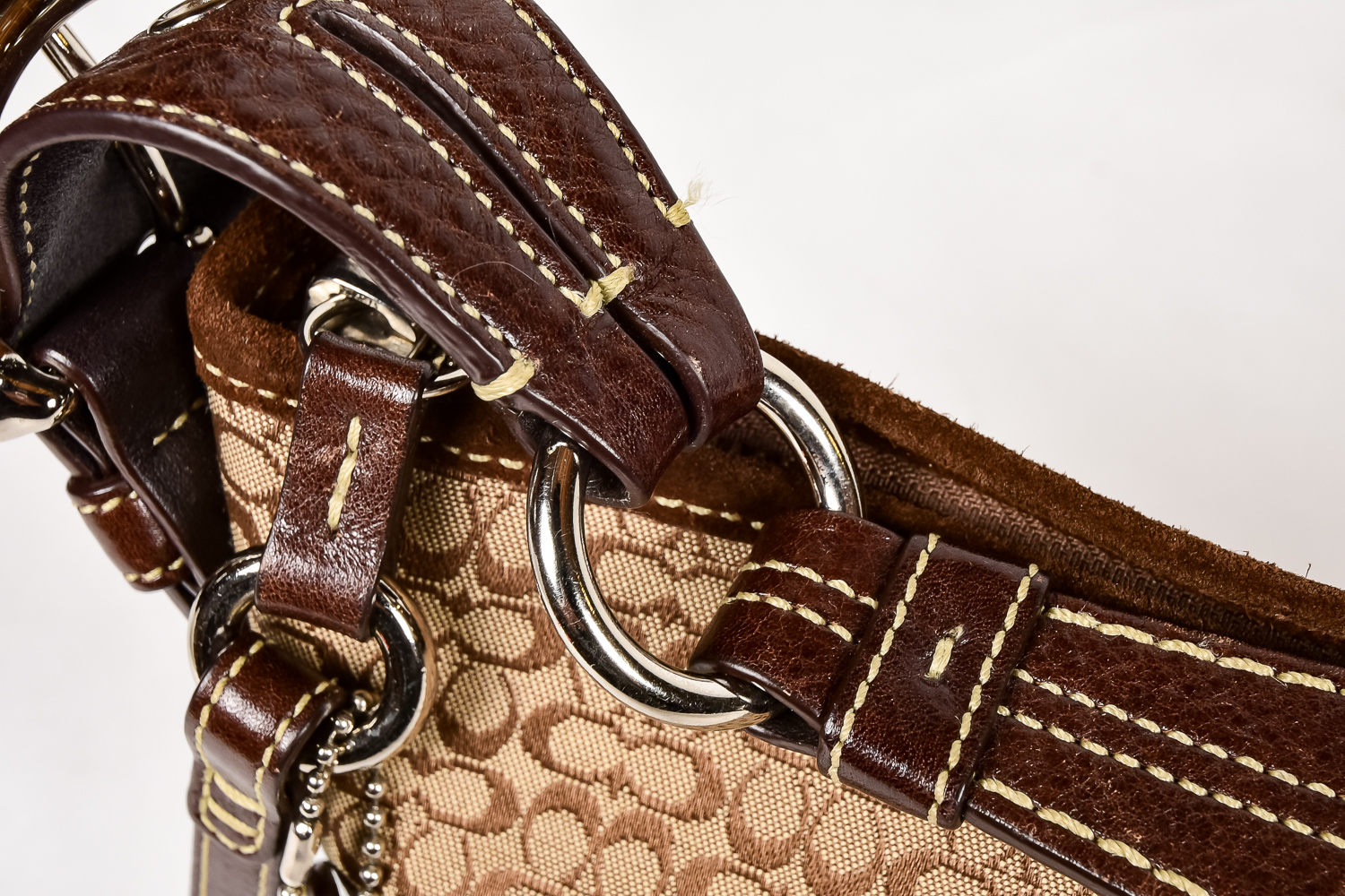 Brown Fabric and Leather Coach Bag