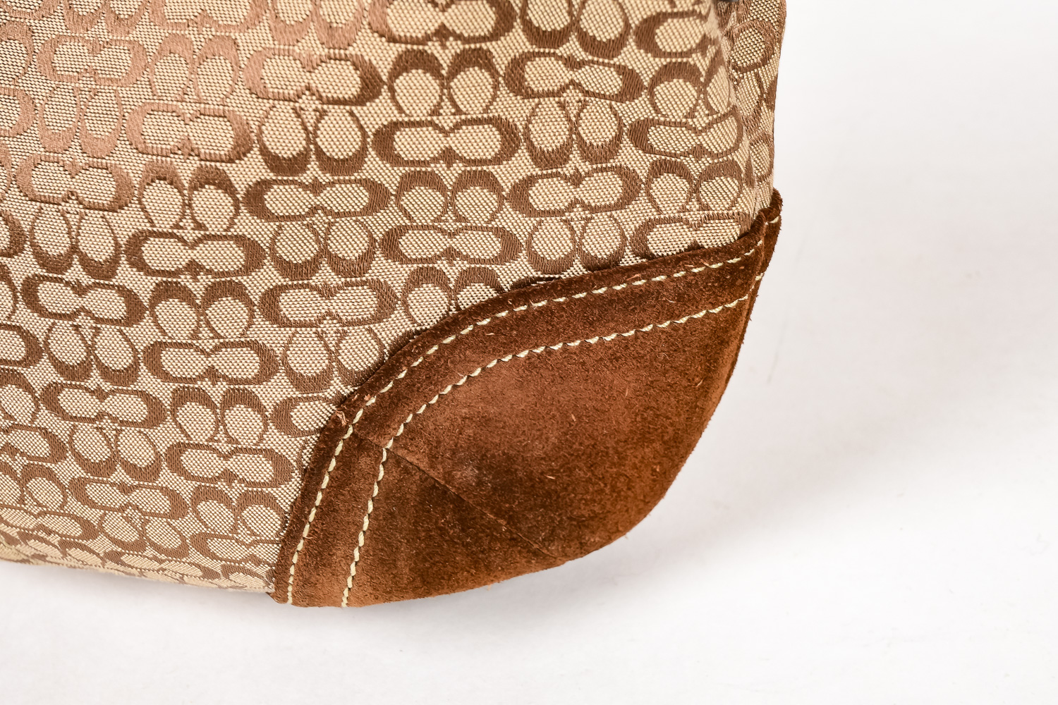 Brown Fabric and Leather Coach Bag