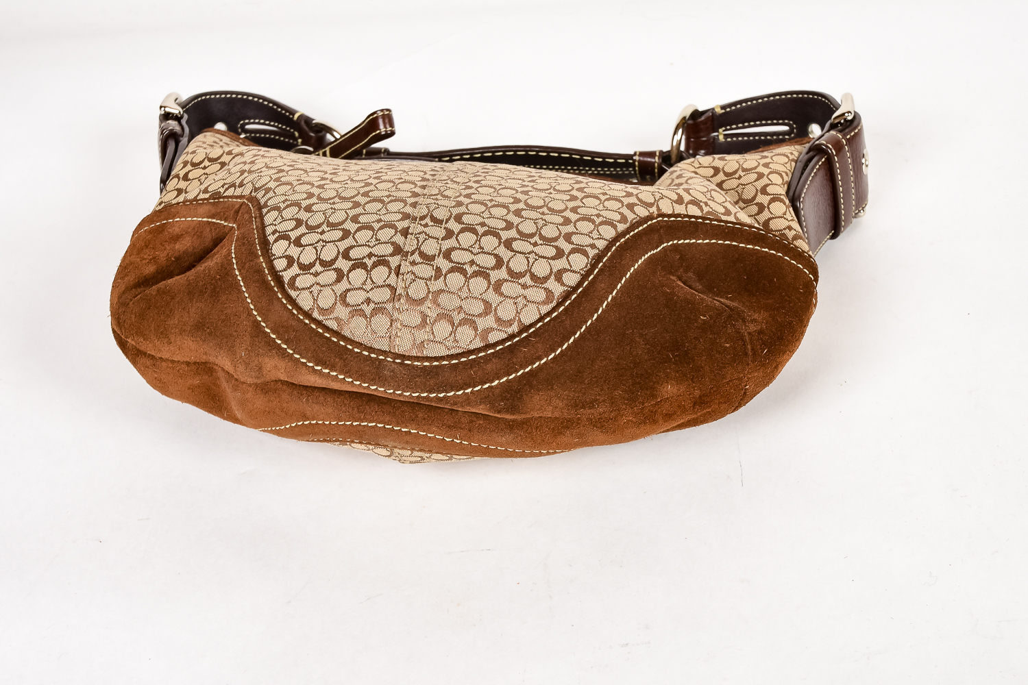 Brown Fabric and Leather Coach Bag