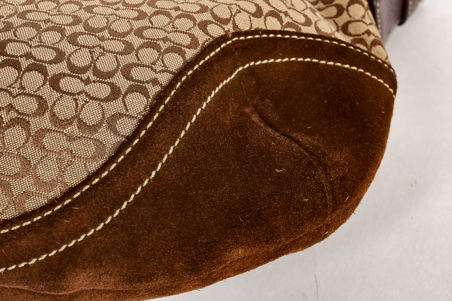 Brown Fabric and Leather Coach Bag