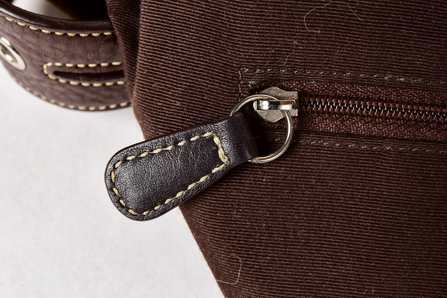 Brown Fabric and Leather Coach Bag