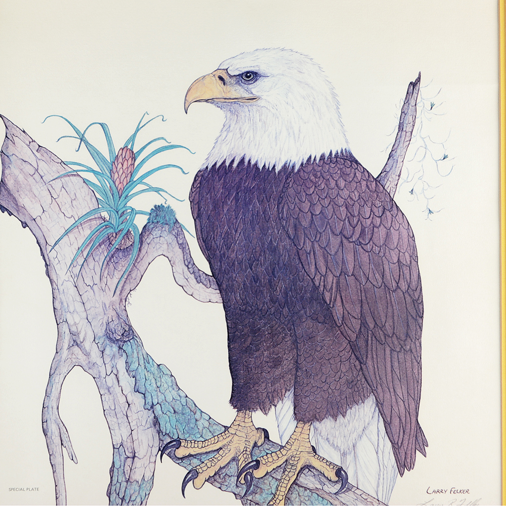 Signed "American Bald Eagle' Offset Lithograph by Larry Felker