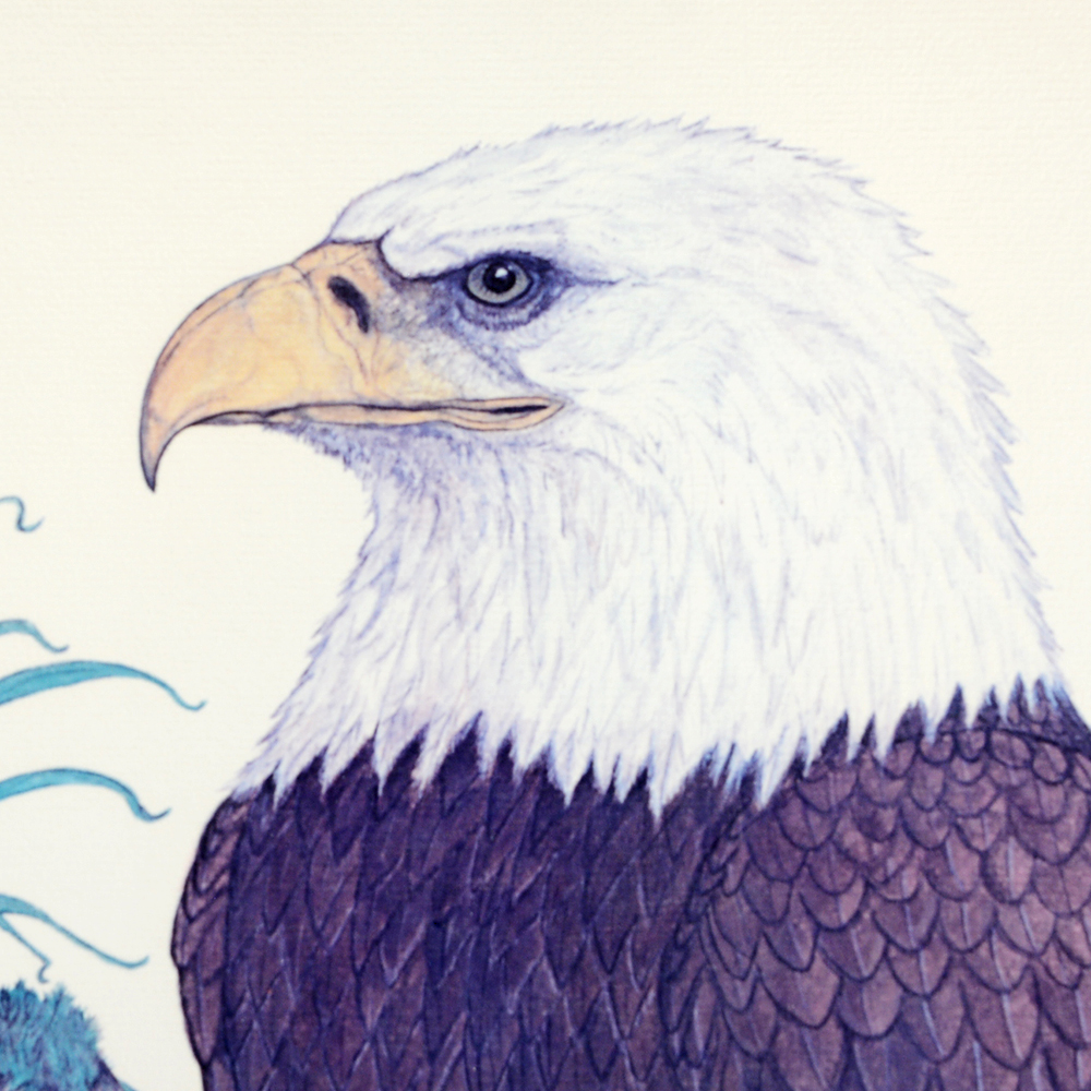 Signed "American Bald Eagle' Offset Lithograph by Larry Felker