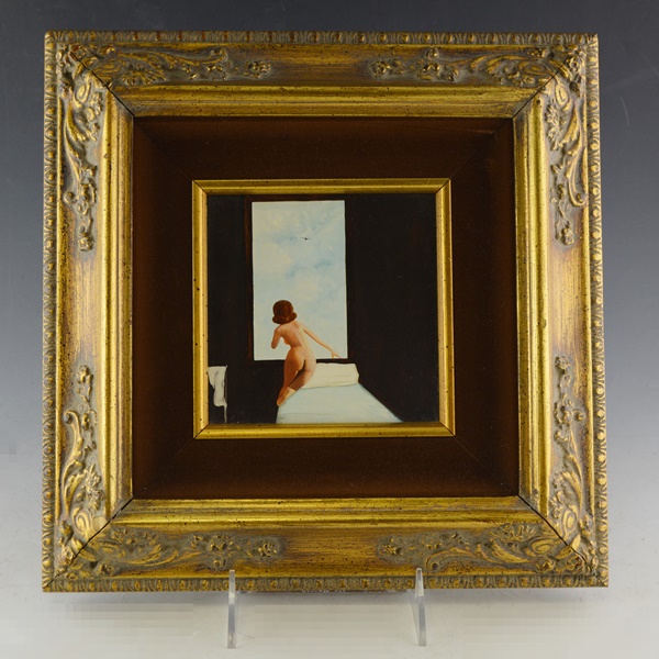 Frank Whipple Original Oil Painting Of Nude Woman At Window