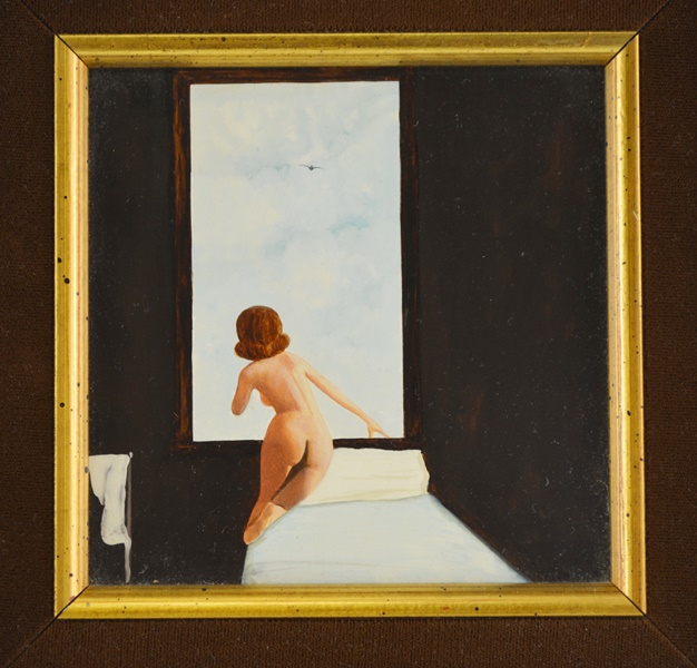 Frank Whipple Original Oil Painting Of Nude Woman At Window