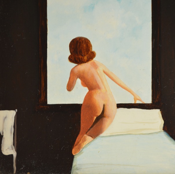Frank Whipple Original Oil Painting Of Nude Woman At Window