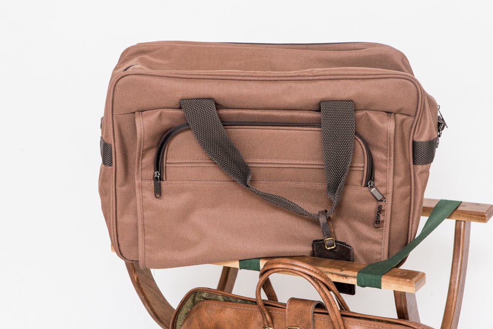 Wood Luggage Rack with Luggage