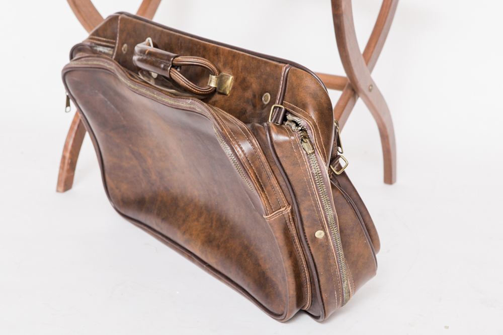 Wood Luggage Rack with Luggage