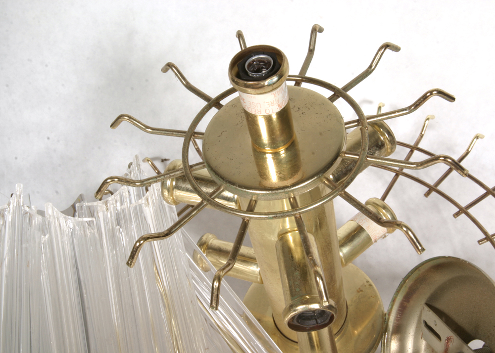 Vintage Modern Chandelier Acrylic Prisms and Brass Wire