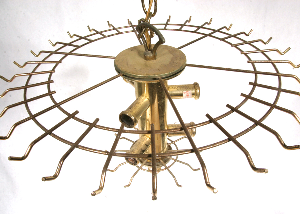 Vintage Modern Chandelier Acrylic Prisms and Brass Wire