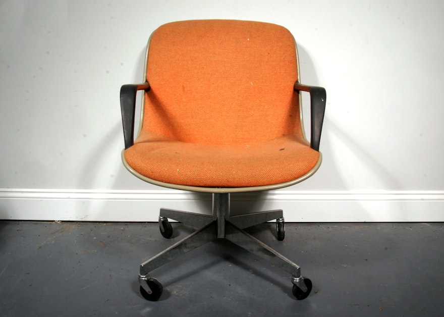 Vintage Orange Steelcase Office Chair on Casters