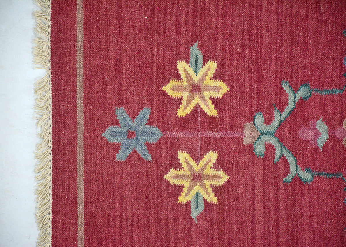 Handmade Dhurrie Indian Rug Runner With Fringe