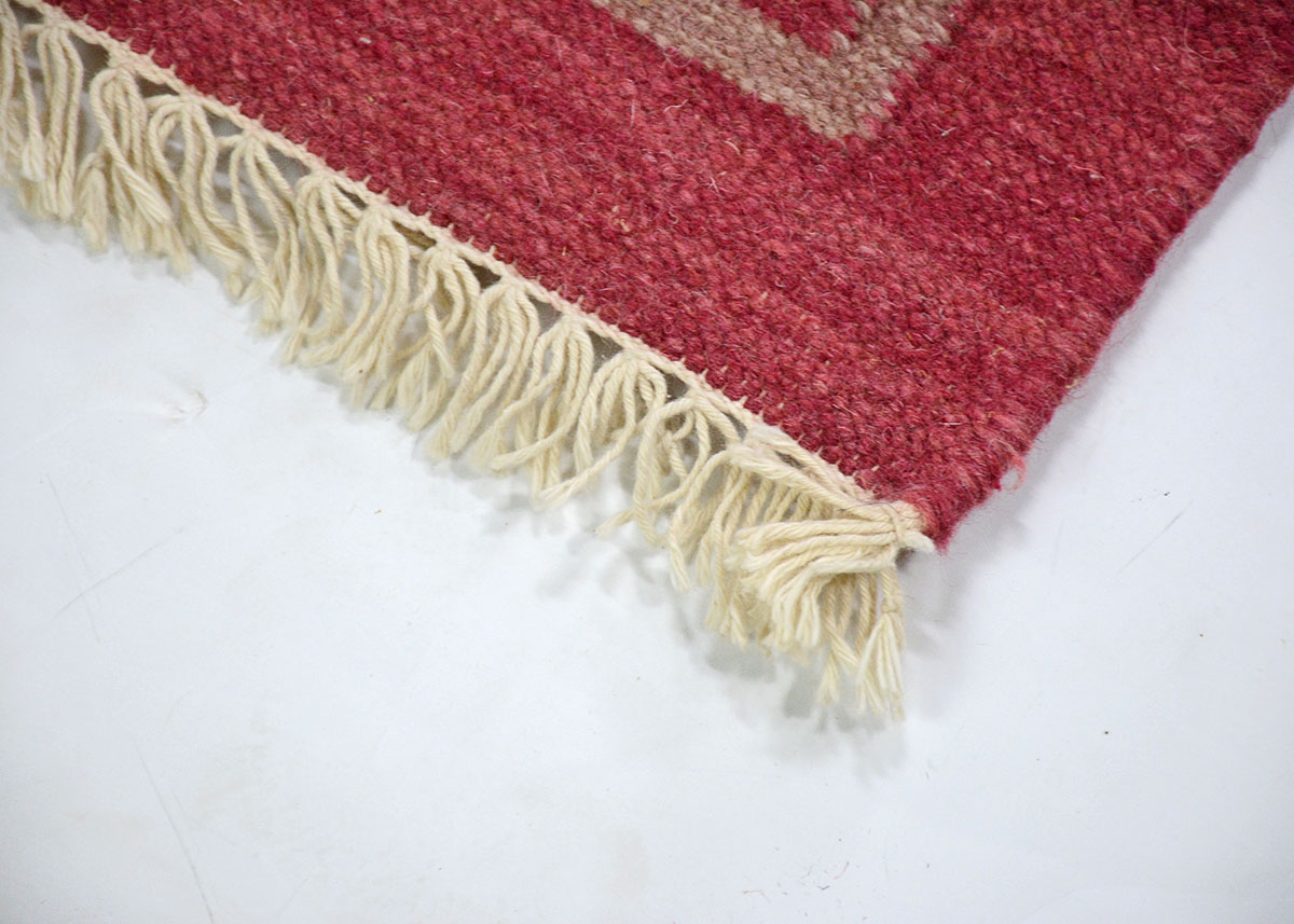 Handmade Dhurrie Indian Rug Runner With Fringe