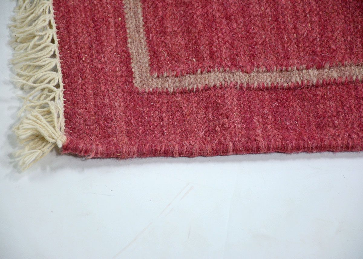 Handmade Dhurrie Indian Rug Runner With Fringe