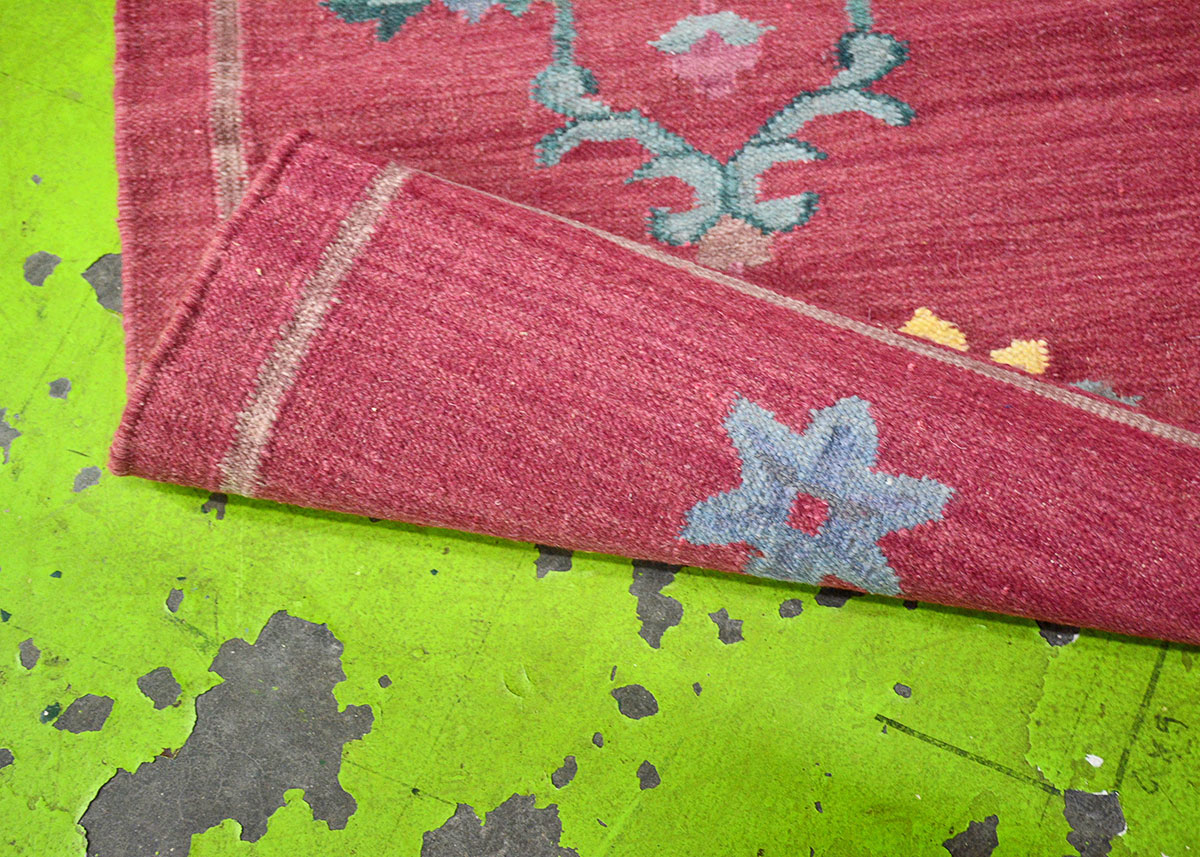 Handmade Dhurrie Indian Rug Runner With Fringe