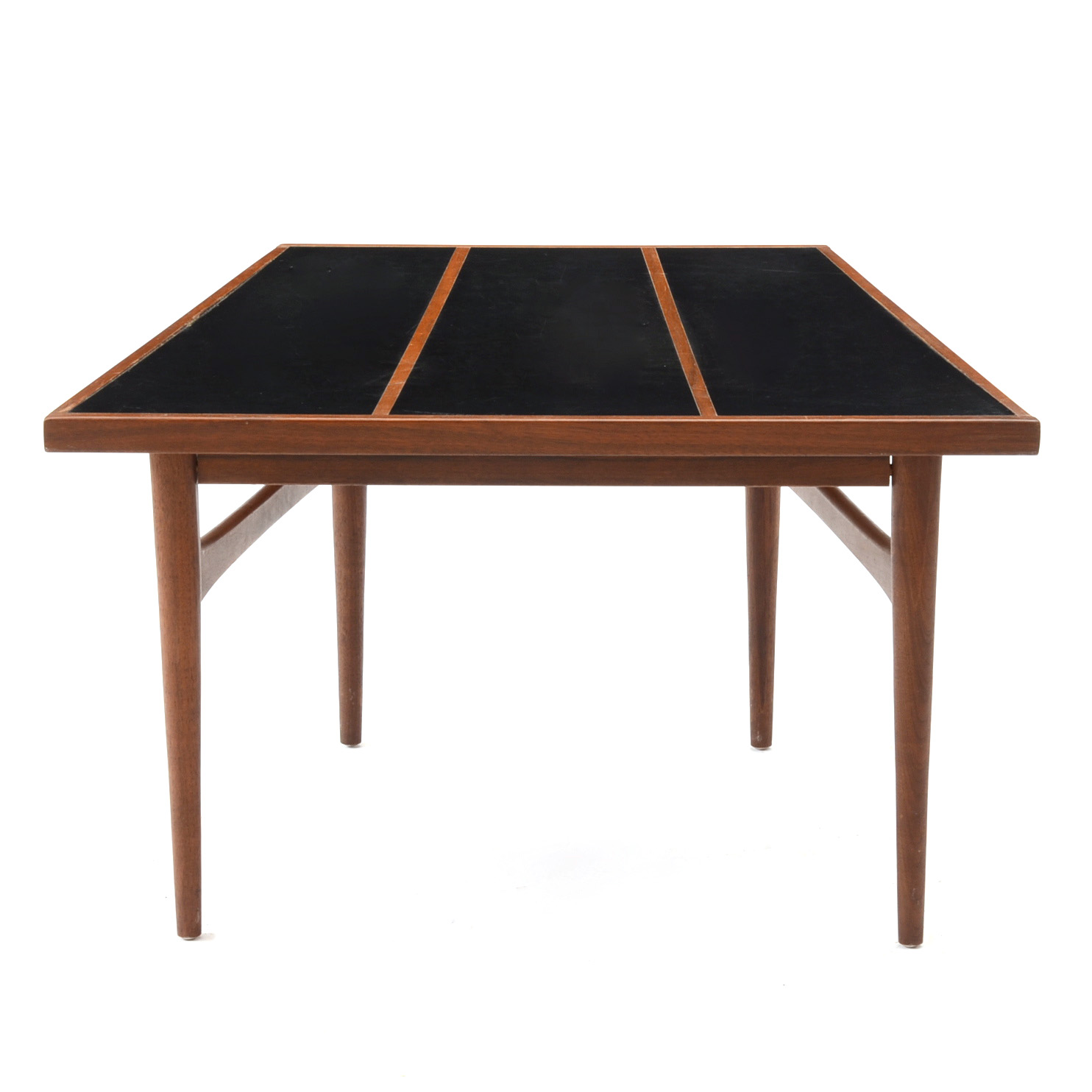 Asymmetric Walnut and Black Laminate Side Table
