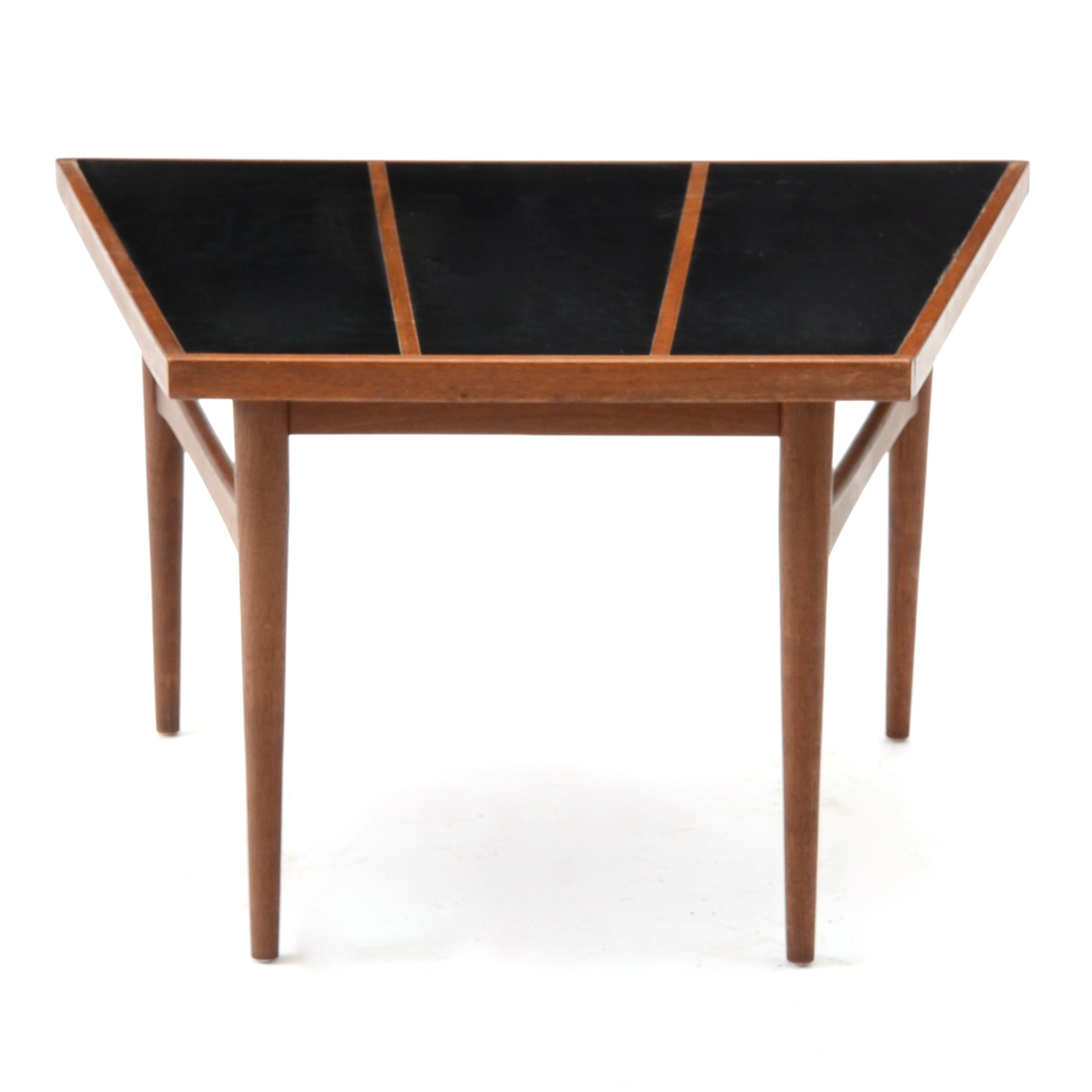 Asymmetric Walnut and Black Laminate Side Table